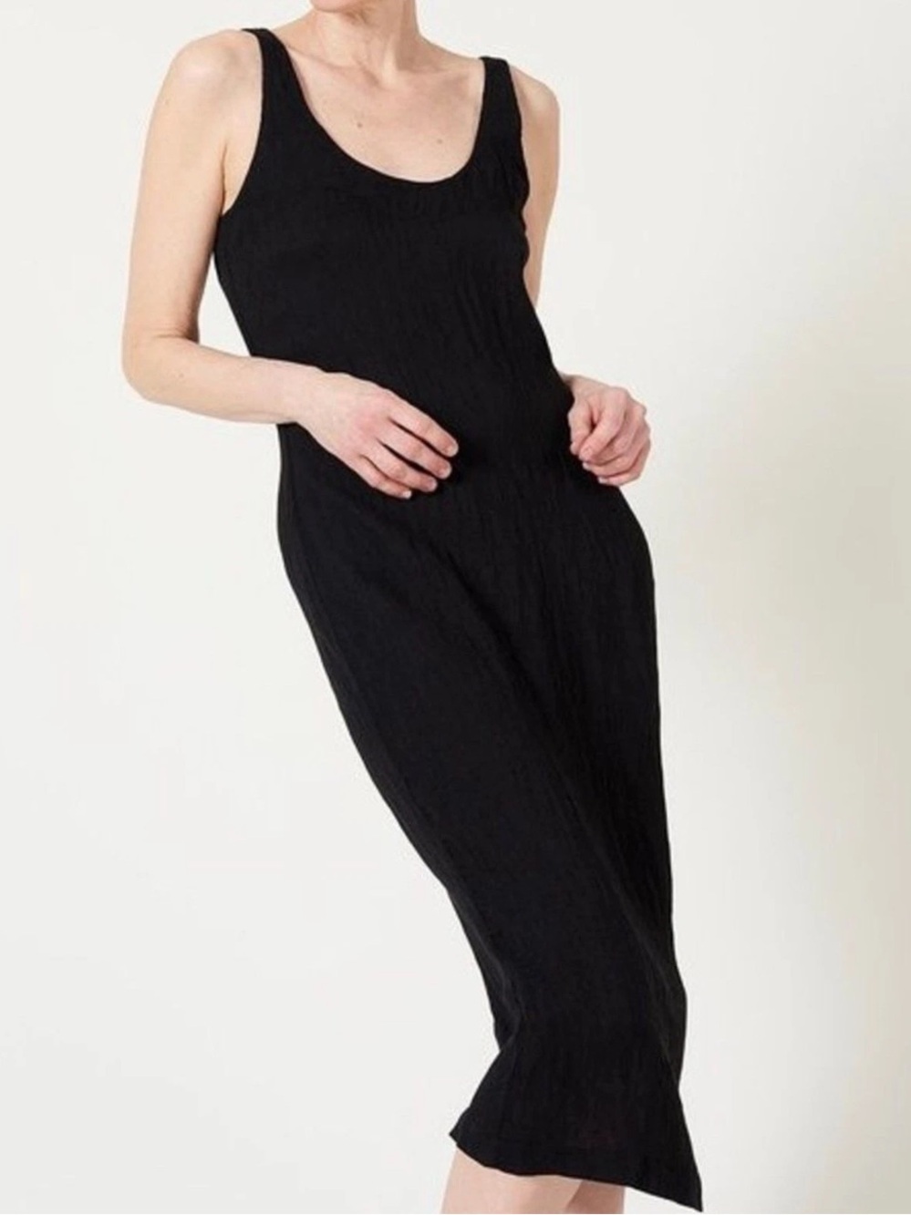 RAQUEL ALLEGRA Easy Tank Gauze Sleeveless Black Midi Dress